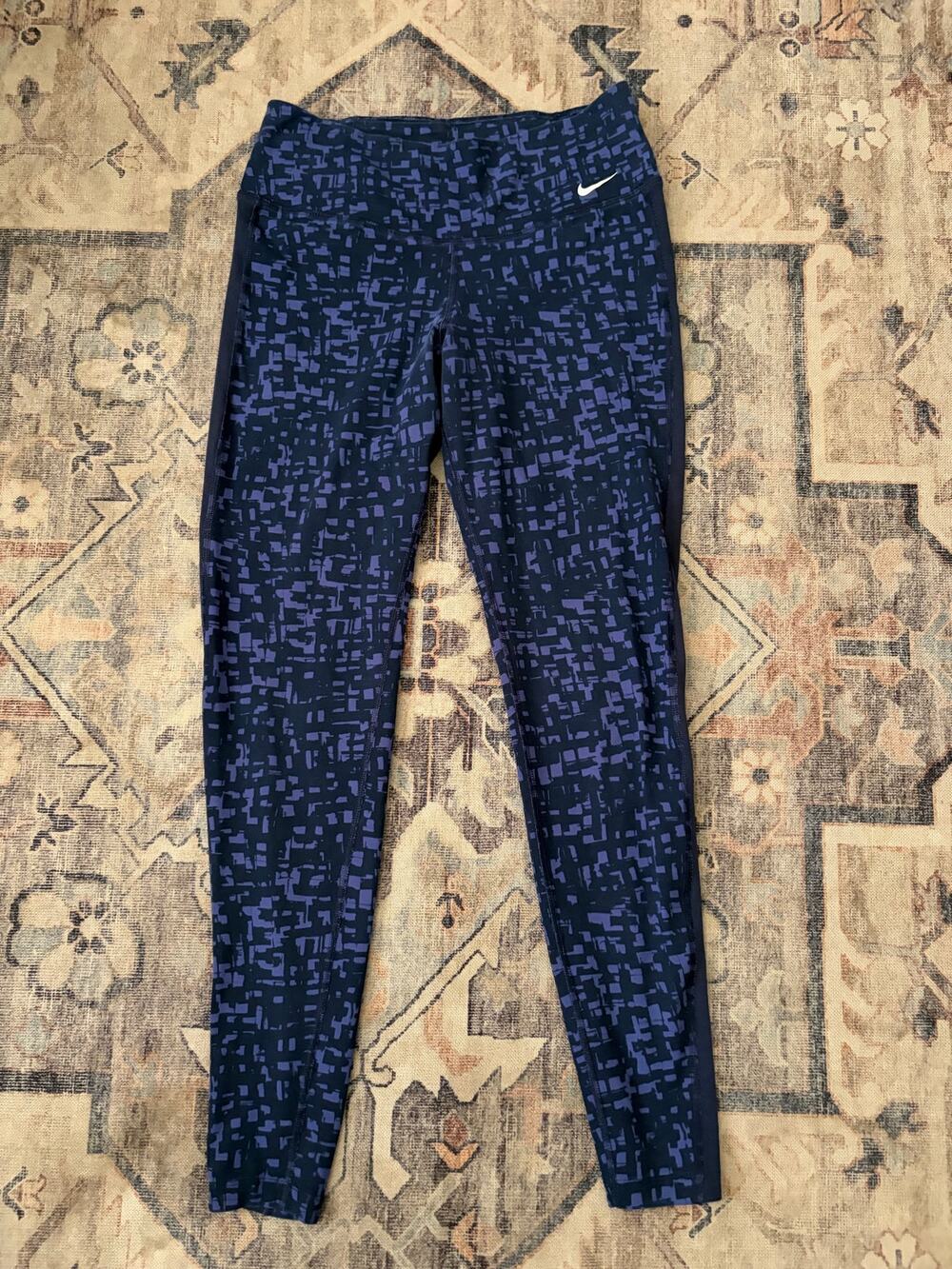 Nike Dri-FIT Leggings Womens Small Purple Geometric Running Training Tights